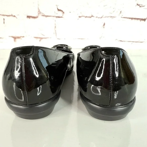 COLE HAAN NIKE AIR COLLAB Size 5.5 Black Patent Leather Ballet Flat Slip Shoes - Picture 5 of 16